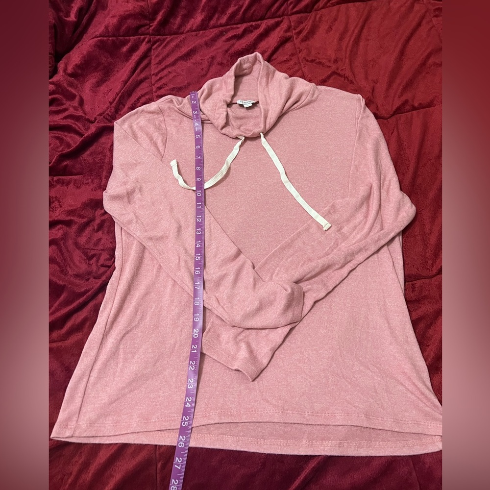 J.Crew Women's Drawstring Cowl Neck Long Sleeve Pullover Top Sweater Pink Large